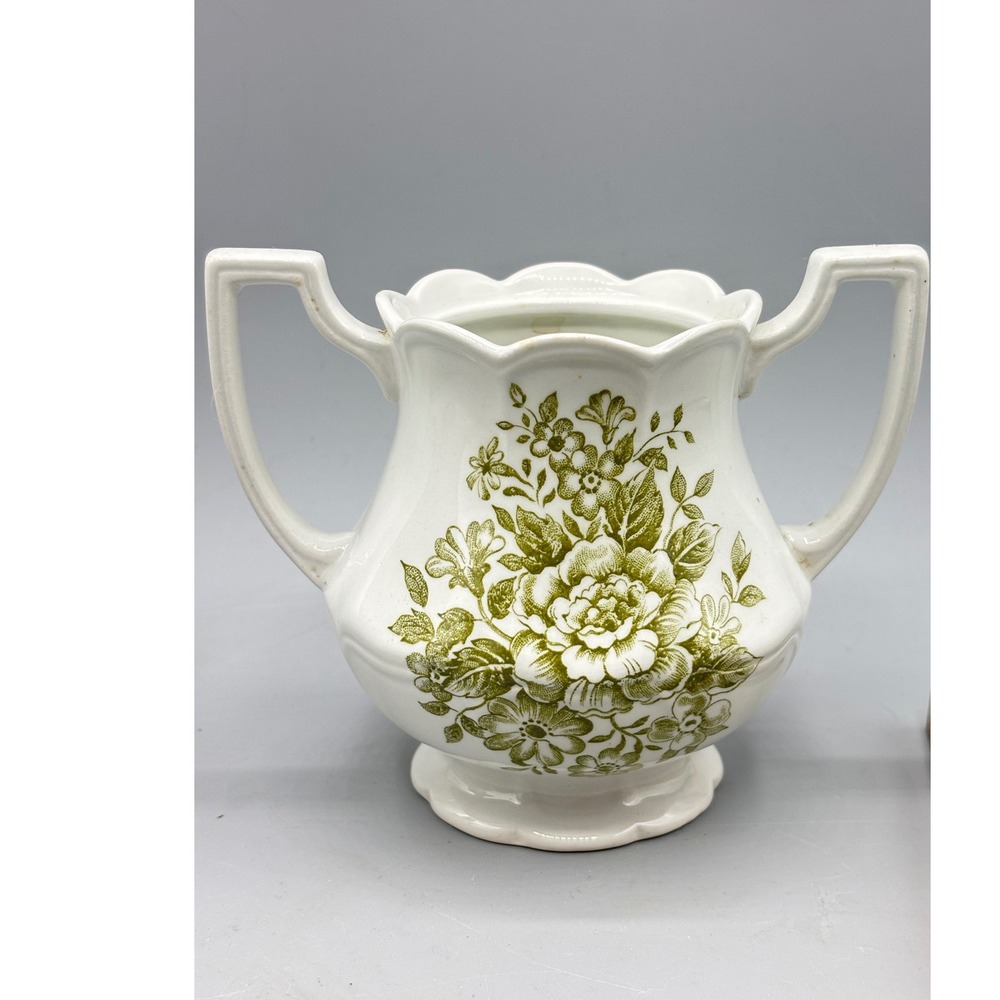J. & G. Meakin Royal Staffordshire Avondale Ironstone Sugar Bowl Green Floral